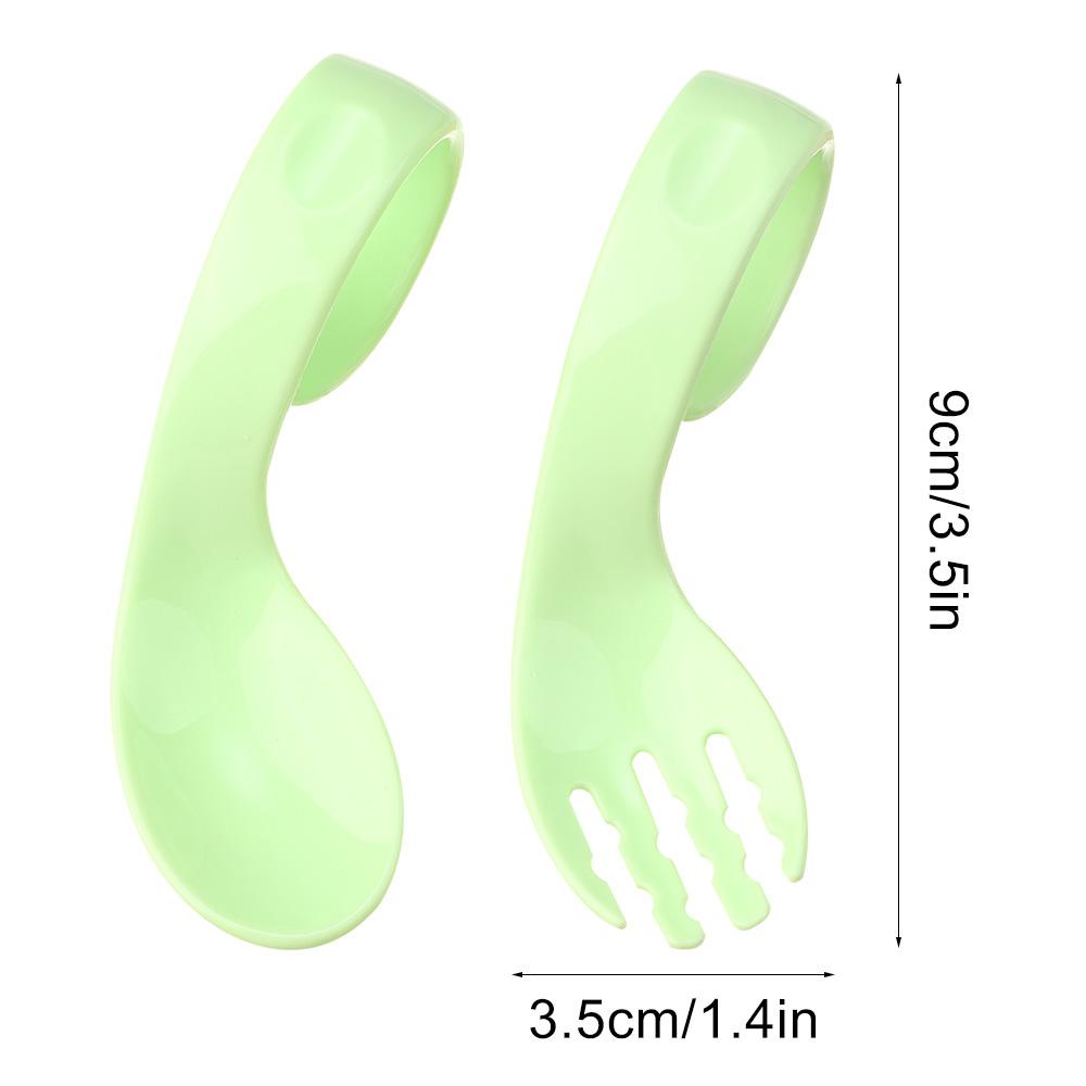 Wonder Twist Fork Spoon Suit Curved Antislip Utensils Set Peralatan Makan Portable Bayi