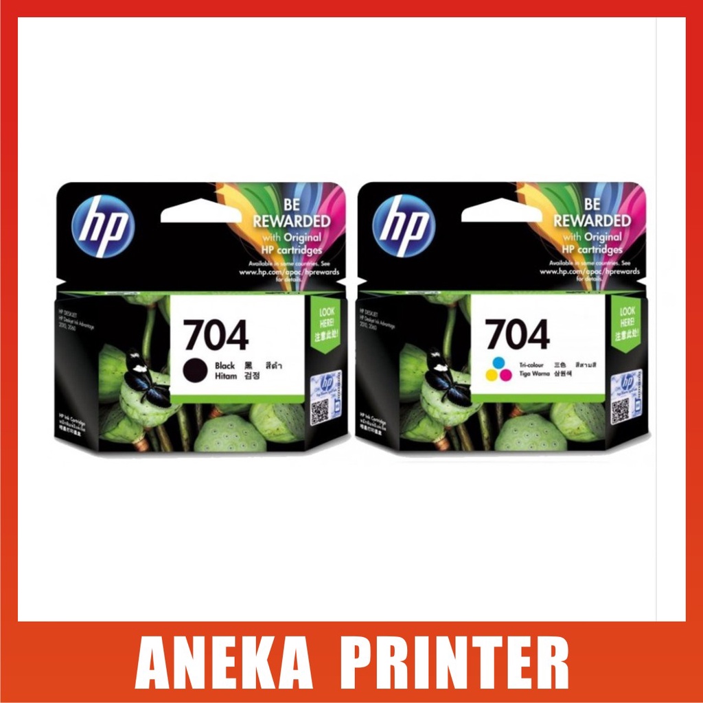 SET Cartridge HP 704 Black Color Tinta Printer Deskjet 2010 K010 2060