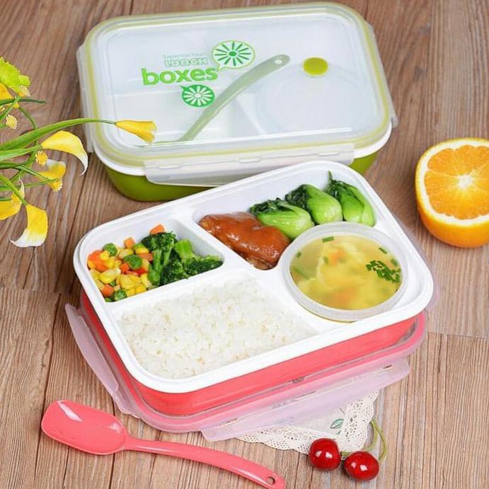 Diskon Tempat Makan Lunch Box Yooyee Kotak Makan Yooyee 4 Sekat Kotak Bento