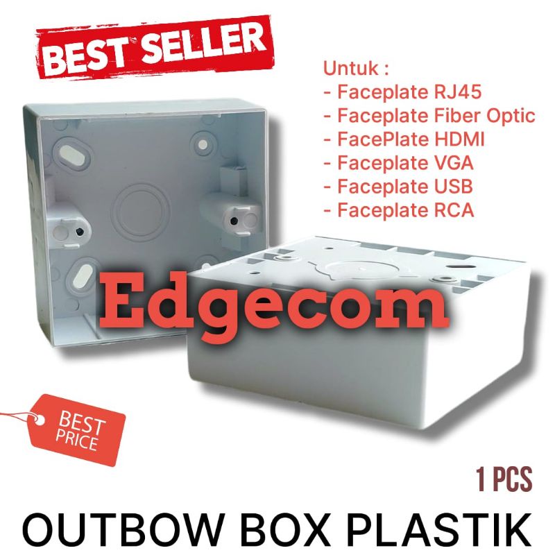 OUTBOW DUS Plastik Untuk Faceplate RJ45, Fiber Optic, HDMI, VGA, USB, RCA, DLL