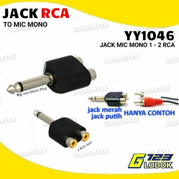 Converter Jack Akai Mono Stereo 6.5mm To RCA Sambungan Jek Mic Gitar