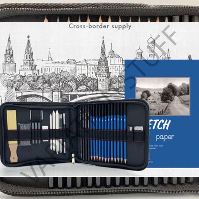 

36 pcs sketching set drawing kit tools pensil gambar sketsa art manga