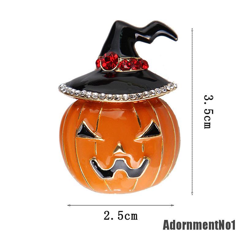 (Adornmentno1) Bros / Pin Vintage Enamel Bentuk Labu Halloween Aksen Kristal Untuk Perhiasan Wanita