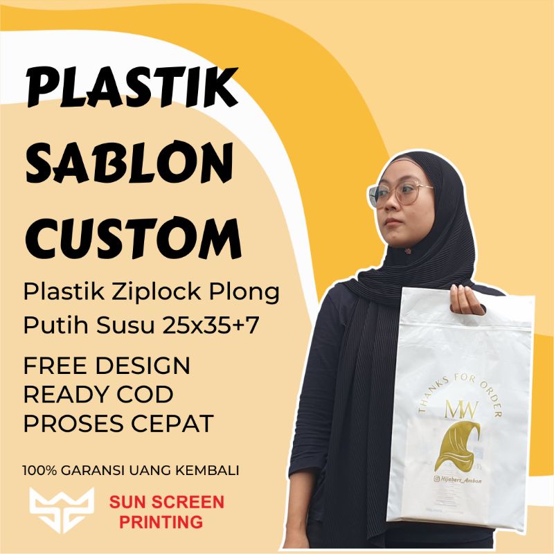 Plastik Sablon Murah Ziplock Plong Uk 25x35+7 Free Design