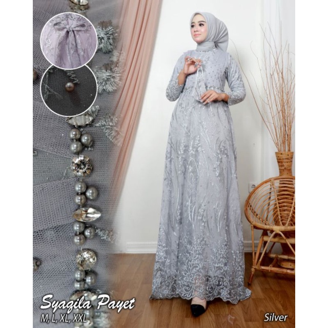 Gamis Syaqila Payet / Dress Syaqila Payet By SK / Dress Kebaya Cantik / Gamis kebaya Modern / Dress Kebaya Mewah / Dress Cantik