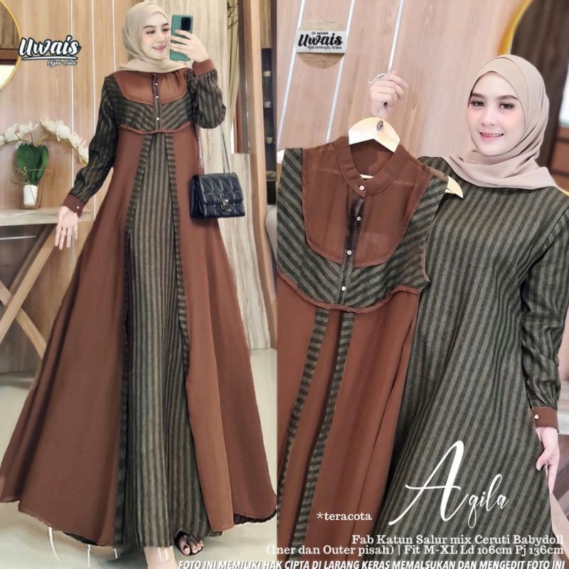 Restock Aqila Katun Salur Ori By Uwais Original Gamis Terbaru