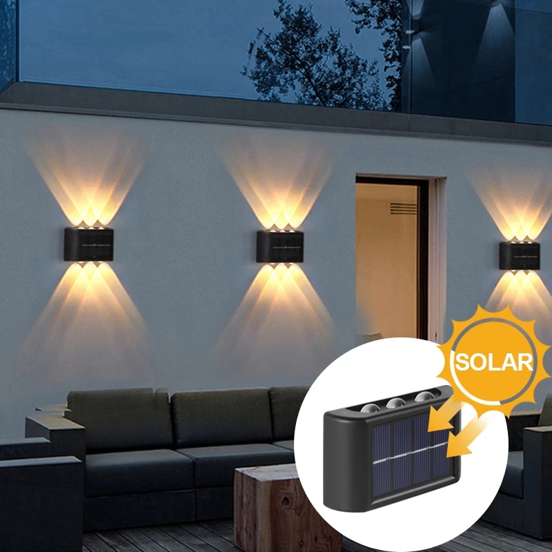 Lampu Dinding 6-LED Tenaga Surya Tahan Air Untuk Outdoor