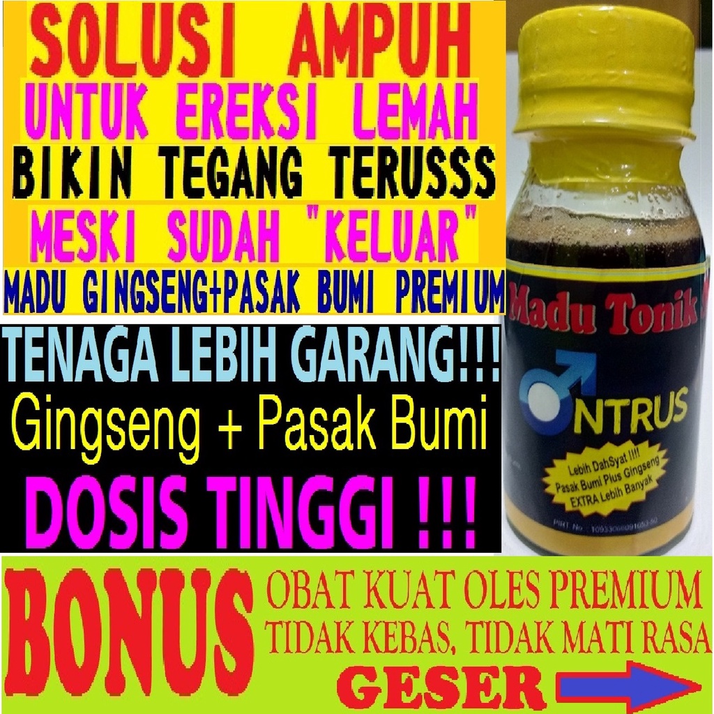 Obat Kuat Pria Madu Tonik Bonus Cream Hajar Jahanam 1Gr Tahan Lama