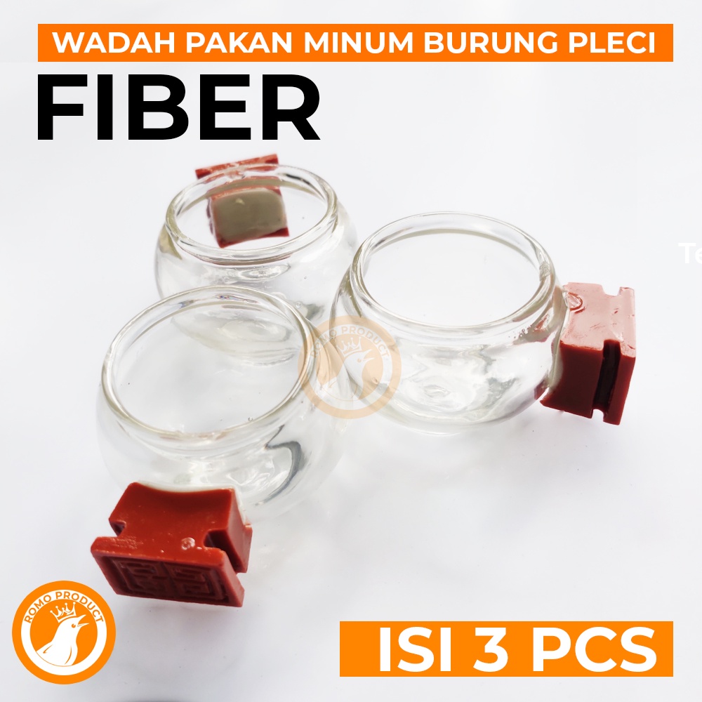 CEPUK WADAH PAKAN MINUM BURUNG PLECI / KECIL FIBER ISI 3 PCS