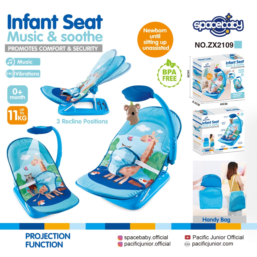 Spacebaby ZX 2109 Infant Seat Proyektor SB 2109 Kursi Goyang Tempat Duduk Anak Bayi Ayunan Bayi Musik ZX2109 SB2109 Space Baby Pacific