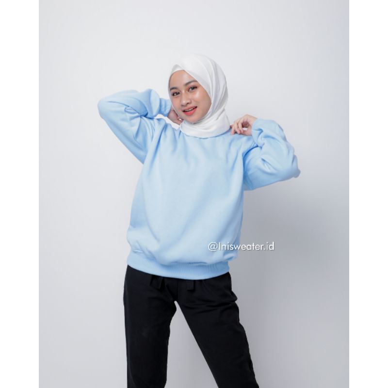 SWEATER BASIC POLOS PRIA DAN WANITA - BABY BLUE