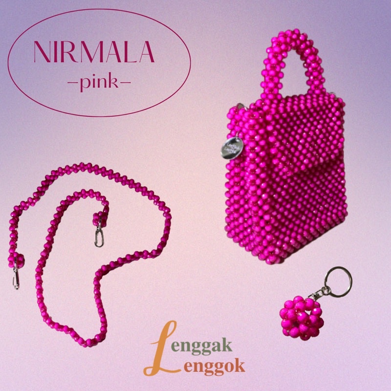 Magenta Nirmala Beaded Bag / Tas Manik