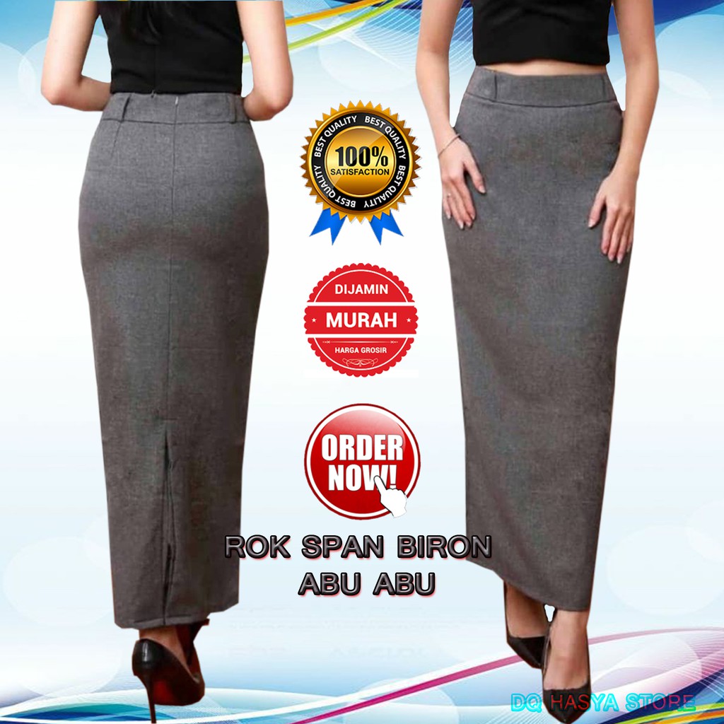 Rok Span Hitam Polos Panjang Rok Sepan Hitam Kantor Kanjang Model Biron Kipas Bahan Grasella Strech