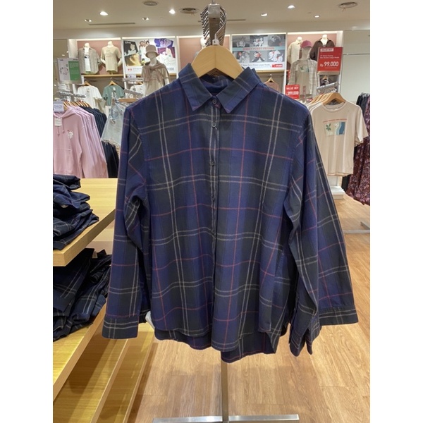 KEMEJA FLANNEL/FLANNEL RINGAN KOTAK LENGAN PANJANG WOMEN - UNIQLO