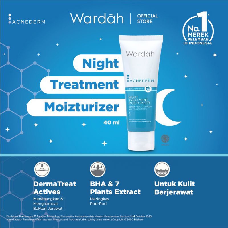 WARDAH Acnederm Moisturizer Day (Siang) & Night (Malam) Treatment 40 ml