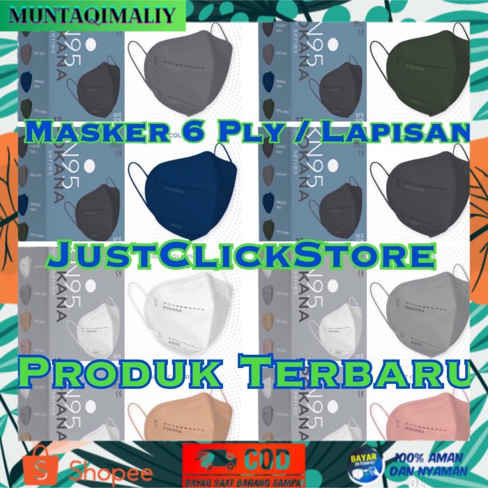 [TERBARU] Masker Pokana KN95 6 ply KN 95 isi 12 mask medis surgical - BiruNavy/Donker