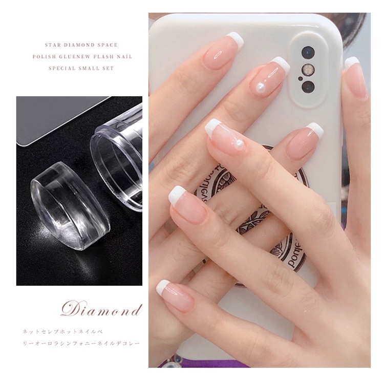 2pcs / Set Stamper Kuku Bahan Silikon Transparan Dengan Scraper Untuk Manicure