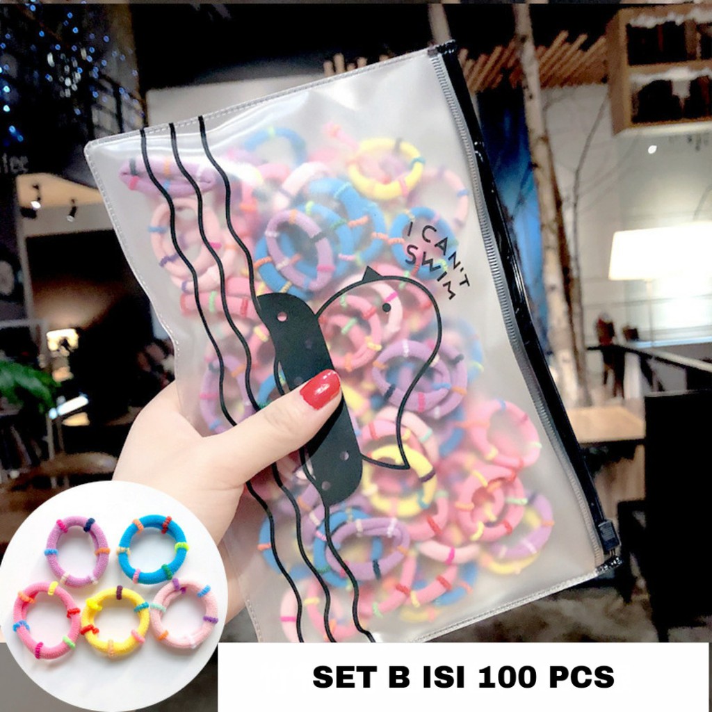 KARET DONAT ANAK / KARET RAMBUT ANAK / IKAT RAMBUT / IKAT RAMBUT ANAK / IKAT RAMBUT DONAT ISI 100 PC