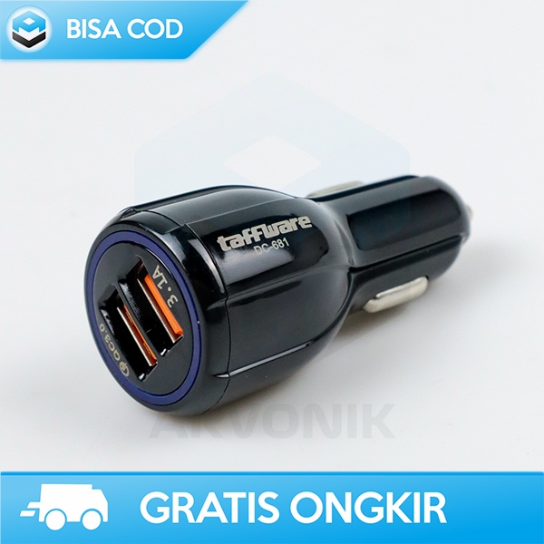 CAR CHARGER SMARTPHONE TAFFWARE 2 PORT USB 3.1A QC3.0 PREMIUM DC 681