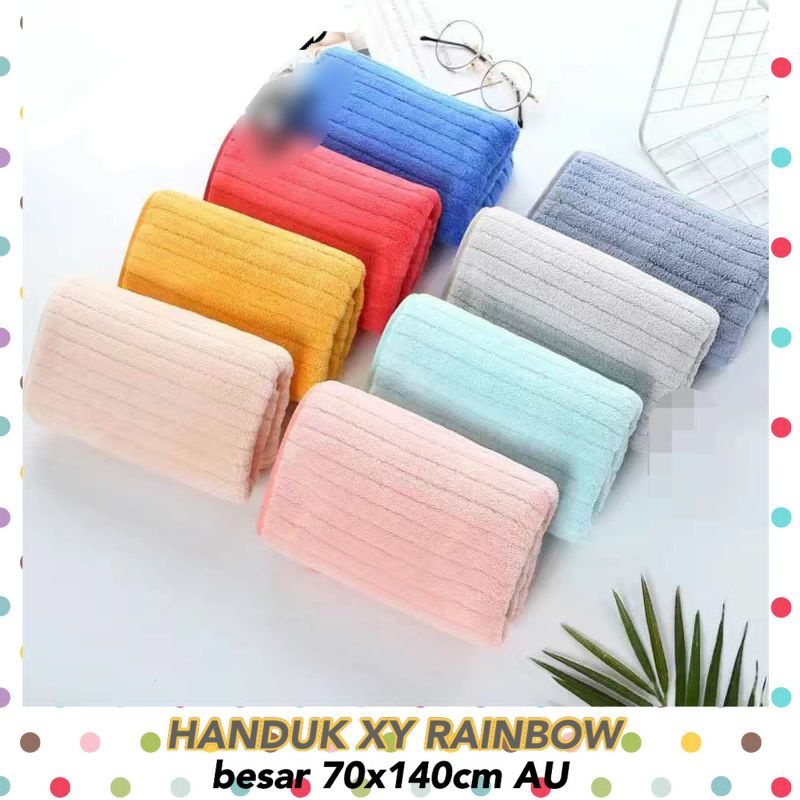 Handuk Mandi Polos  Microfiber/ Handuk Jumbo 70x140 cm mikro bulu / Handuk Dewasa / Handuk Besar Rainbow