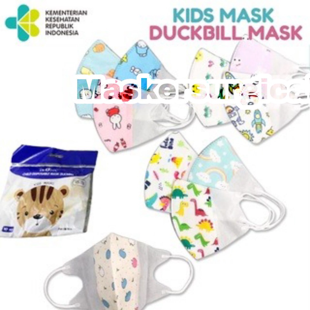 (COD) Masker Duckbill Anak Karakter Duckbill Mask 3PLY Disposable Mask Isi 10PCS