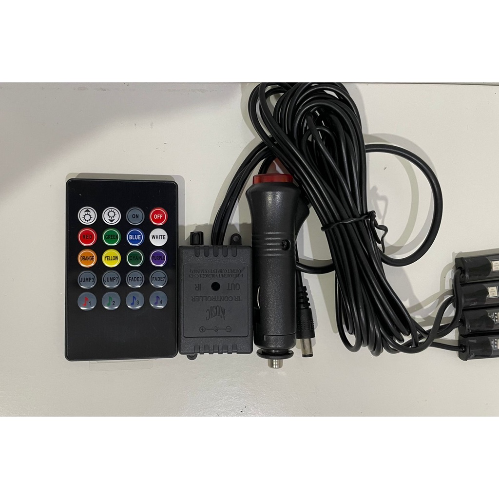 Lampu LED Kolong Dashboard RGB Multi Colour Colok Lighter + Remote