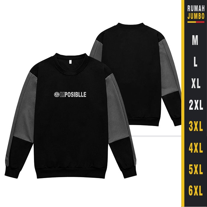 Sweater Crewneck Oversize Pria Sweter Hitam Jaket Switer Pria Big Size IMPOSIBLE