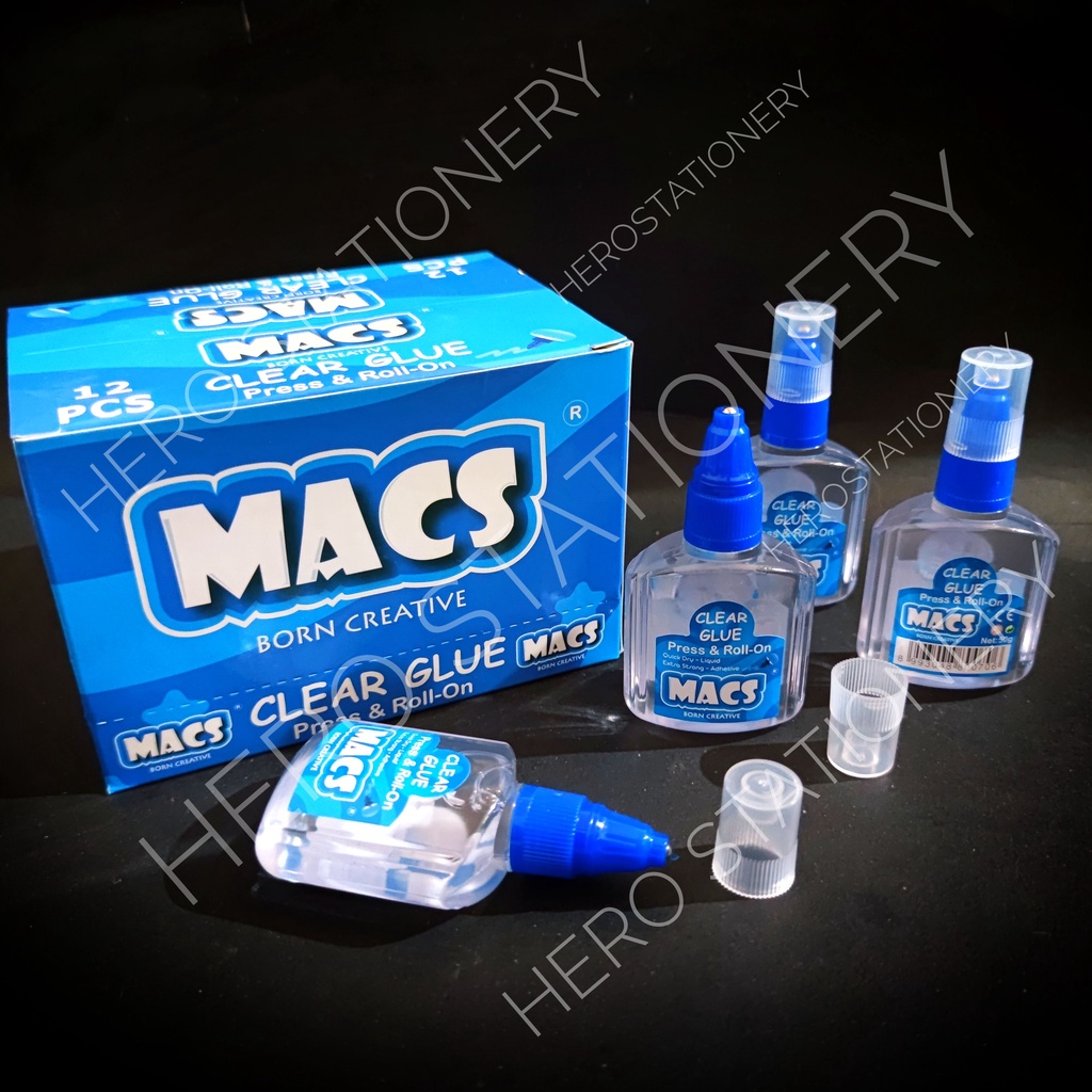 

MACS clear glue lem cair bening press roll on tip 50 g