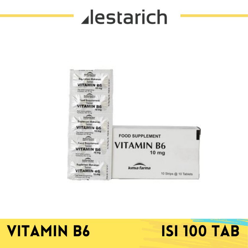 Kimia Farma Vitamin B6 (Pyridoxine HCl) 10 mg 1 Dus isi 100 Tablet