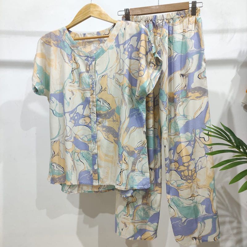 PIYAMA KANCING BUSUI | PIYAMA RAYON  V-NECK | PIYAMA BUSUI | BAJU TIDUR MURAH-KCPD JJ