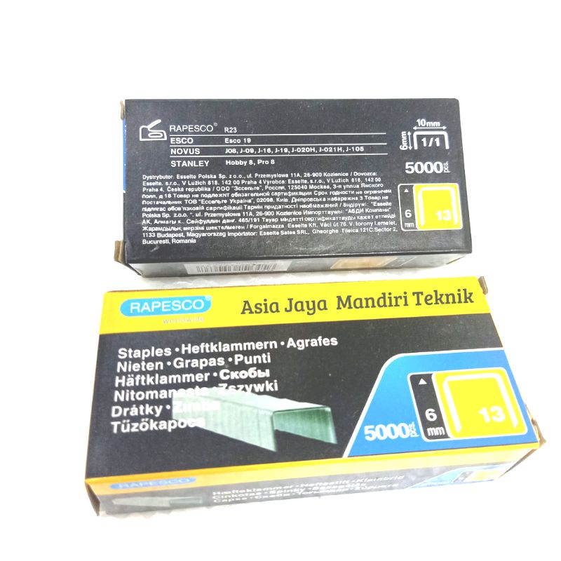 

ANAK HEKTER TEMBAK 13/6 6MM RAPESCO / PAKU STAPLES RAPESCO 6MM 13/6 ISI 5000PCS