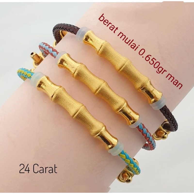 gelang bead charm bambu variasi emas hongkong 24k 999 original gelang waterproff viral