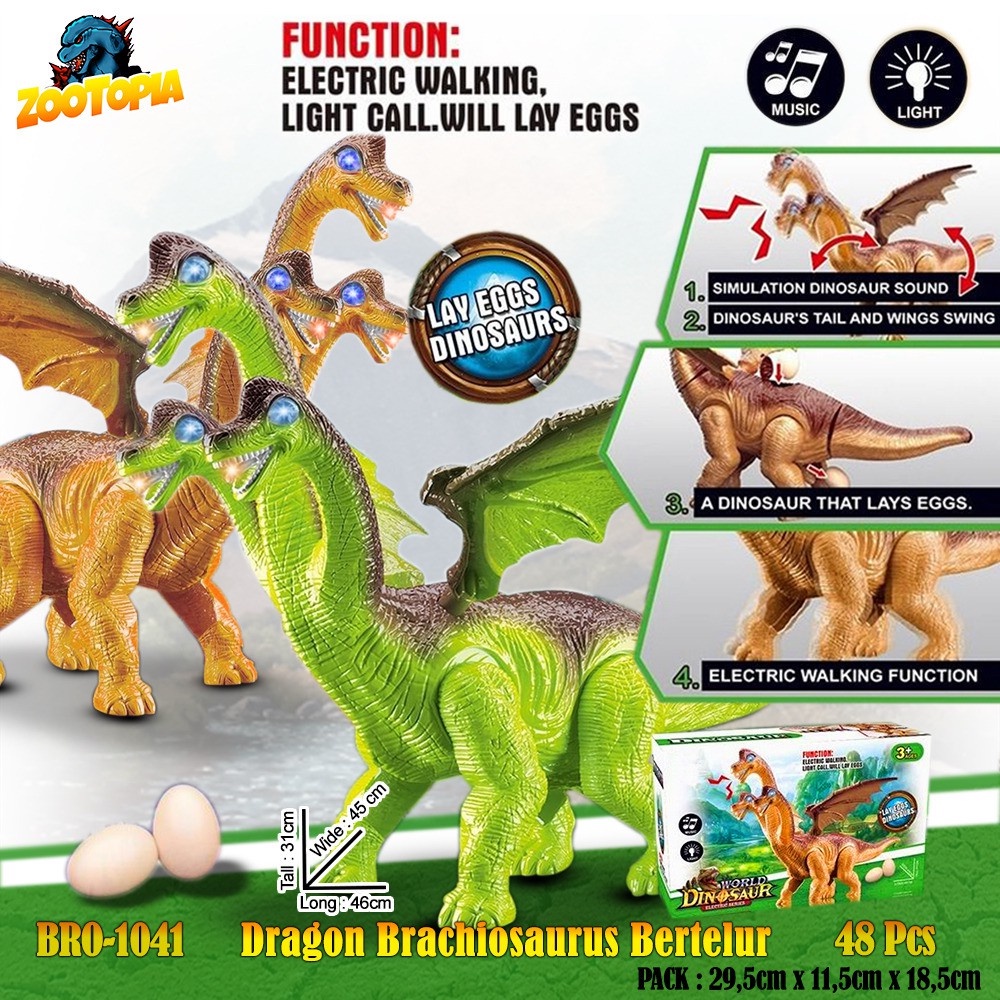 Mainan Anak Hewan Dinosaurus Mainan Edukasi Naga Braciosaurus Bertelur BRO1041