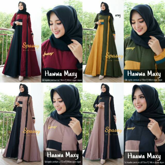 BAJU GAMIS WANITA HAWWA MAXY TERKINI KEREN DRES MUSLIM CANTIK ORIGINAL SPASSY