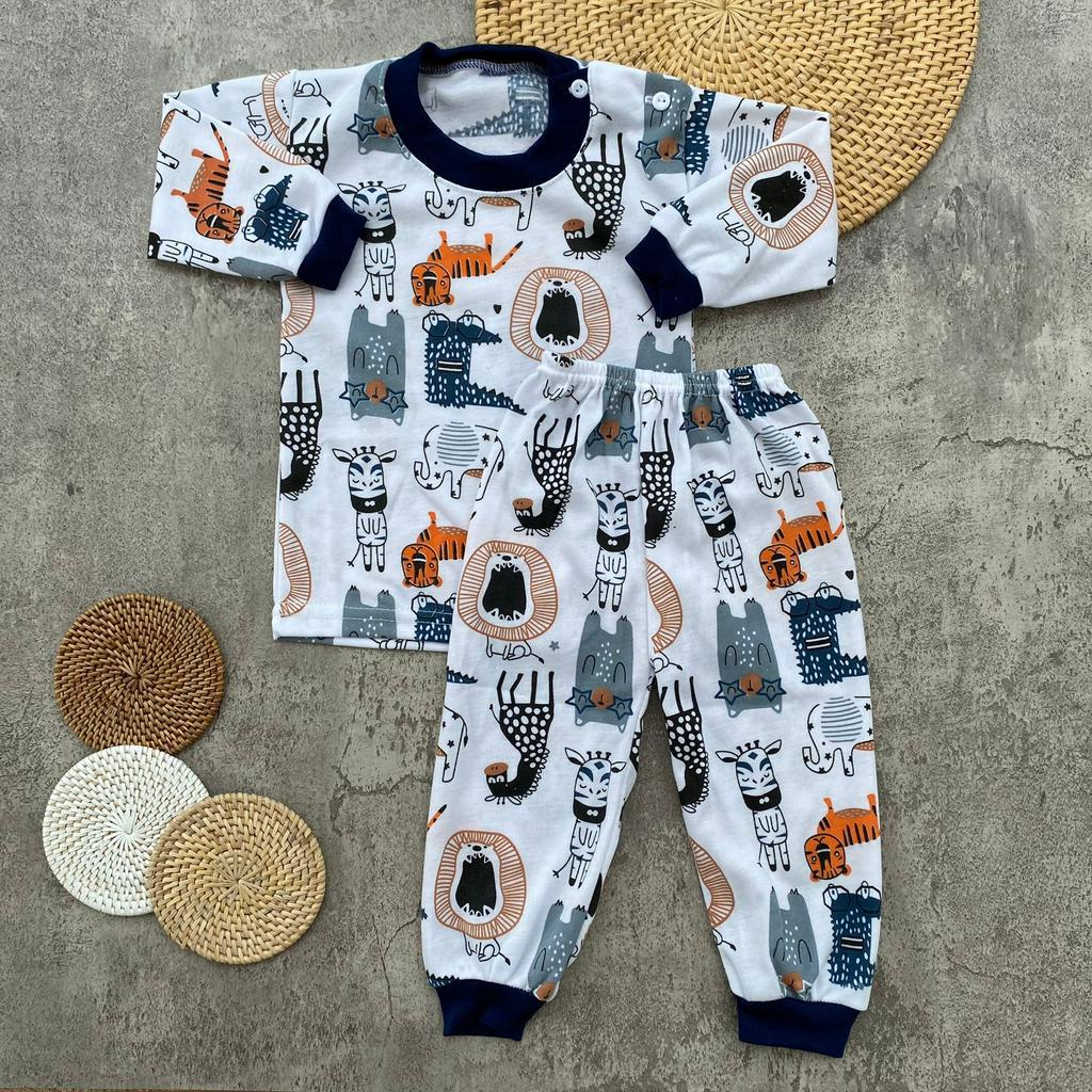 Setelan Baju Bayi Piyama Bayi Lengan Panjang Motif Jungle Land Usia 3-12 Bulan Almeera Baby and Kids