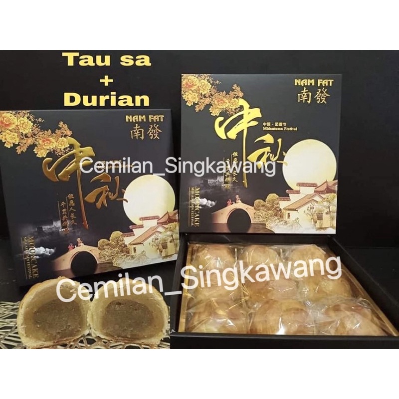 

TAN HWANG SU ISI TAUSA+ DURIAN ISI 9pcs MERK NAMFAT HALAL / KUE BULAN SINGKAWANG
