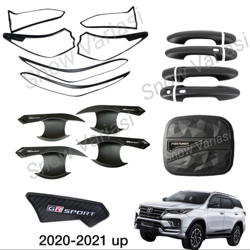 Paket Garnish Depan Belakang Outer Handle Tank Cover All New Fortuner 2016 2021 GR Sport Hitam