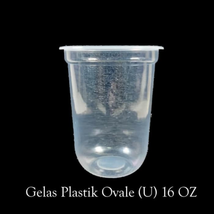 Gelas Plastik PP Cup 16 oz Tebal / U CUP / OVAL 16 OZ TEBAL/ GELS BOBA - Putih