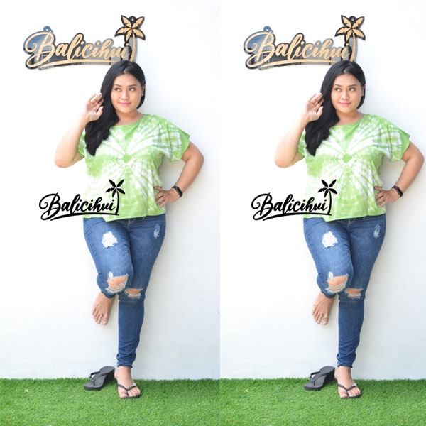 Balicihui Kaos Pelangi Atasan Tiedye Baju Tidur Pelangi Plus Size Big Size Baju Santai wanita