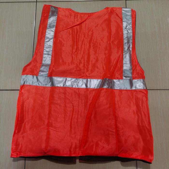 Rompi Safety Proyek Busa/Dacron warna orange 2 kantong