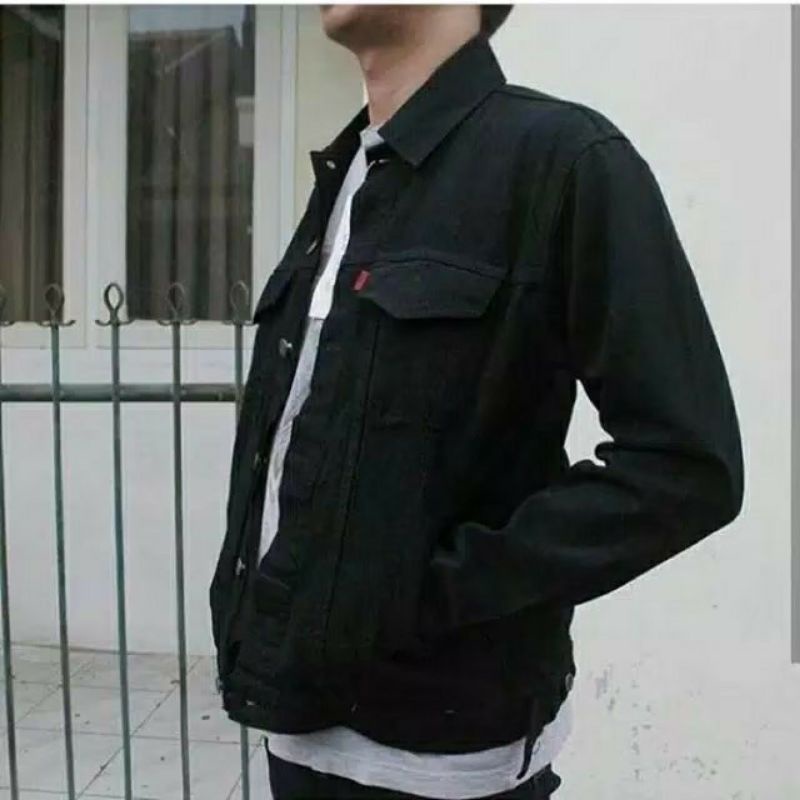 JAKET JEANS PRIA WANITA LEVIS HITAM BEST SELLER SANDWASH DILLAN GROSIR MURAH