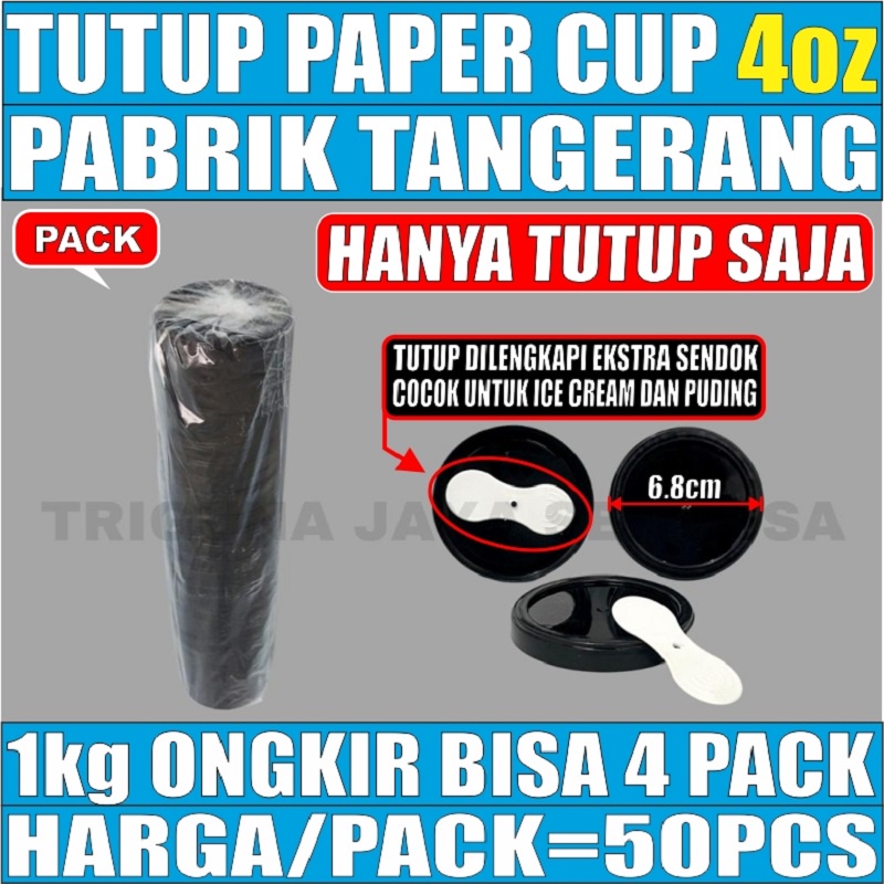 Tutup Paper Cup 4oz 120ml Per Pack Hanya Lid Tutup n Sendok Saja