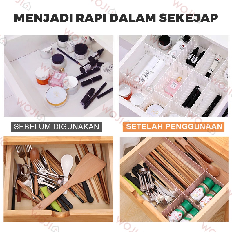 Sekat Laci Lemari Organizer Pemisah Pembatas Partisi Set 4 pcs 32x7cm