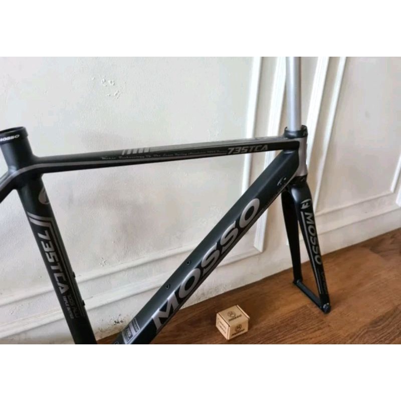 Frame Road Bike Mosso 735 TCA Size 49 Hitam Abu Abu Black Grey  . Rangka Sepeda Balap 735tca Alloy