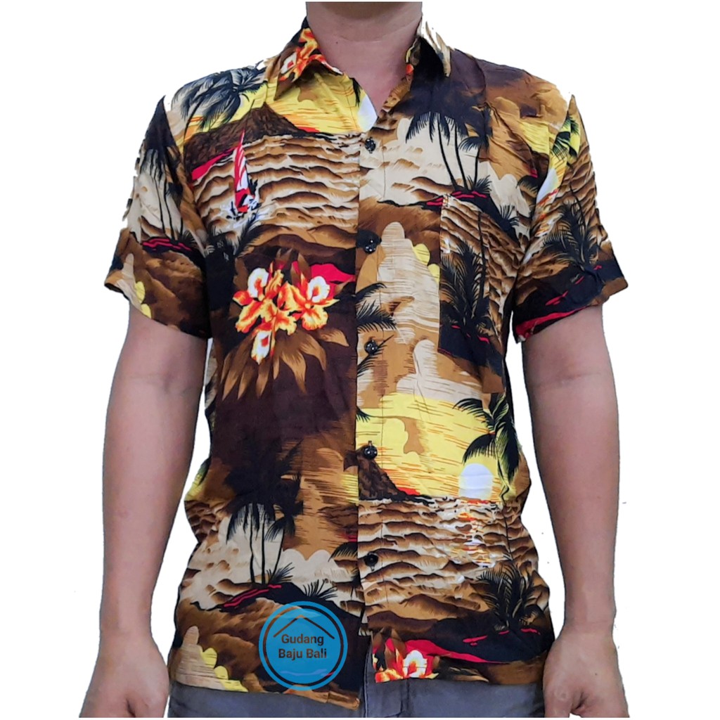 Kemeja Pantai / Kemeja Hawai / Kemeja Bali (Bahamas) M-XXXL-Coklat