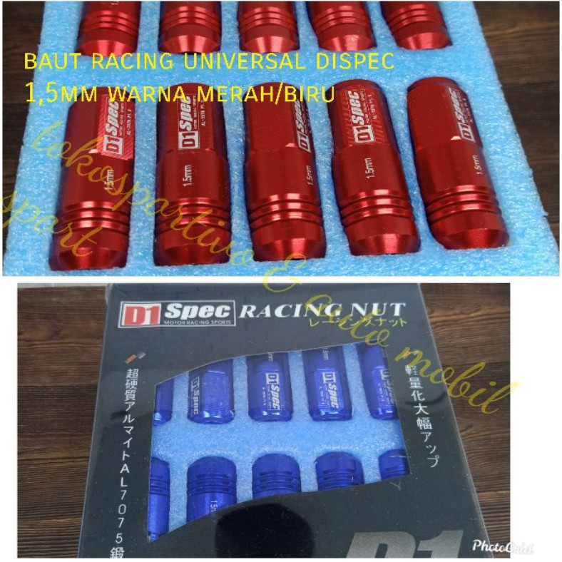 Mur roda racing baut roda velg racing 1,5mm 1,25mm semua mobil universal Toyota Honda dll merah biru