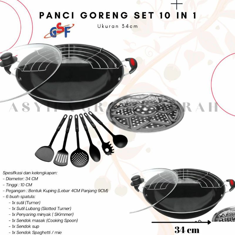 (COD) wajan goreng/wajan serbaguna plus tirisan GSF Uk 34cm