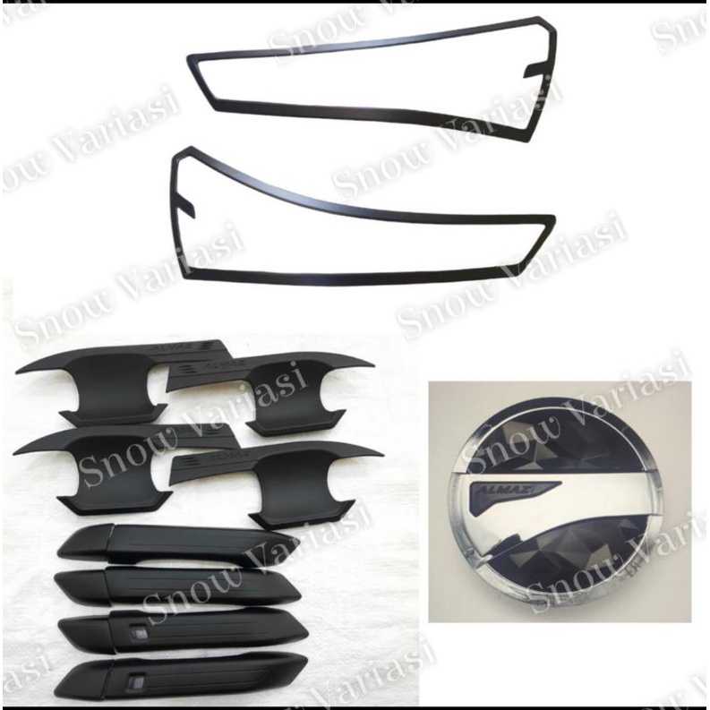 Paket Garnish Outer Handle Tank Cover Wuling Almaz Hitam Chrome