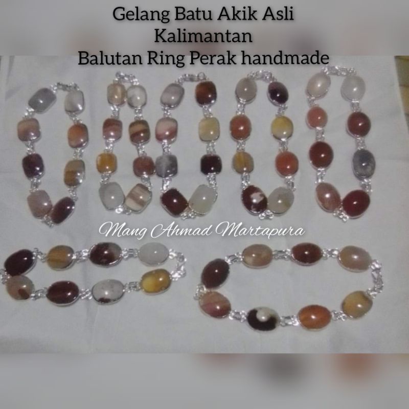Gelang Wanita Batu Akik Kalimantan Balutan Ring Perak Asli 100% Handmade
