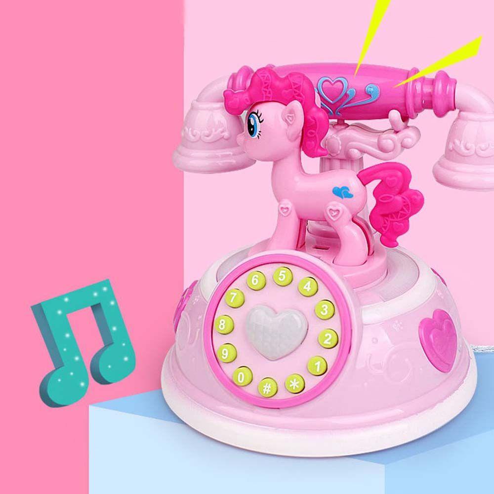 Quinton Pony Telepon Mainan Anak Hadiah Indah Pendidikan Dini Telepon Anak Mainan Musik Dengan Musik Suara Cahaya Simulasi Telepon Rumah